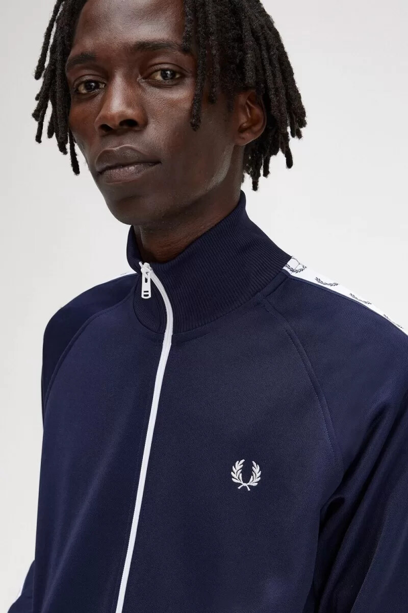 fred perry trainingsjacke für herren mit tape-verstärkung carbonblau