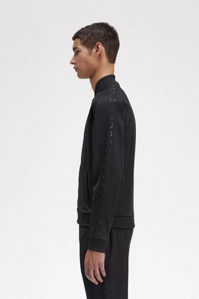 fred perry tonal tape herren-trainingsjacken schwarz