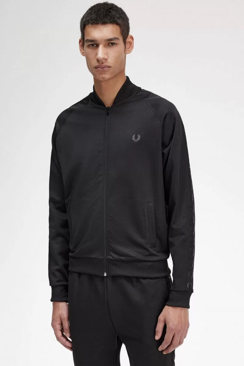 fred perry tonal tape herren-trainingsjacken schwarz