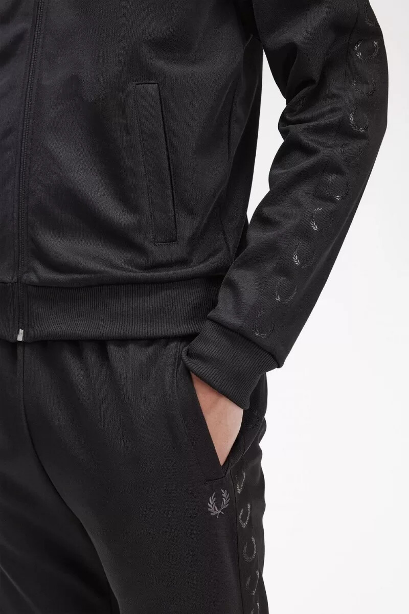 fred perry tonal tape herren-trainingsjacken schwarz