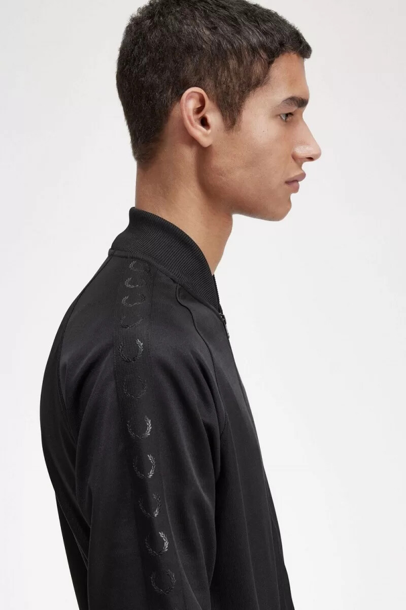fred perry tonal tape herren-trainingsjacken schwarz