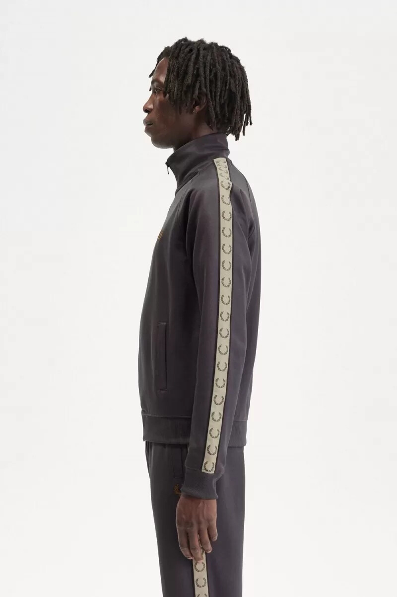 fred perry trainingsjacken für herren mit kontrastband anchor grey black