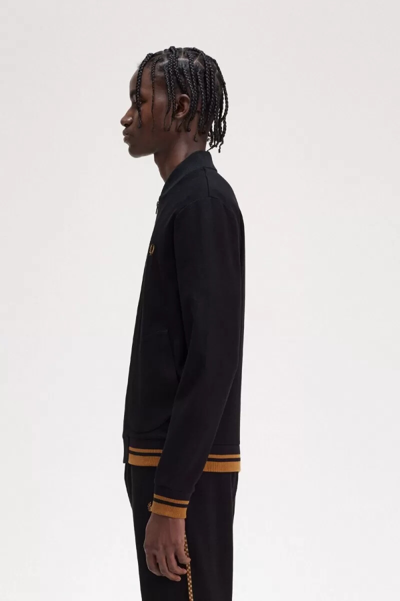 fred perry herren-trainingsjacke mit ziernähten schwarz