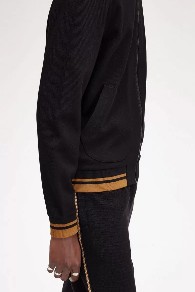 fred perry herren-trainingsjacke mit ziernähten schwarz