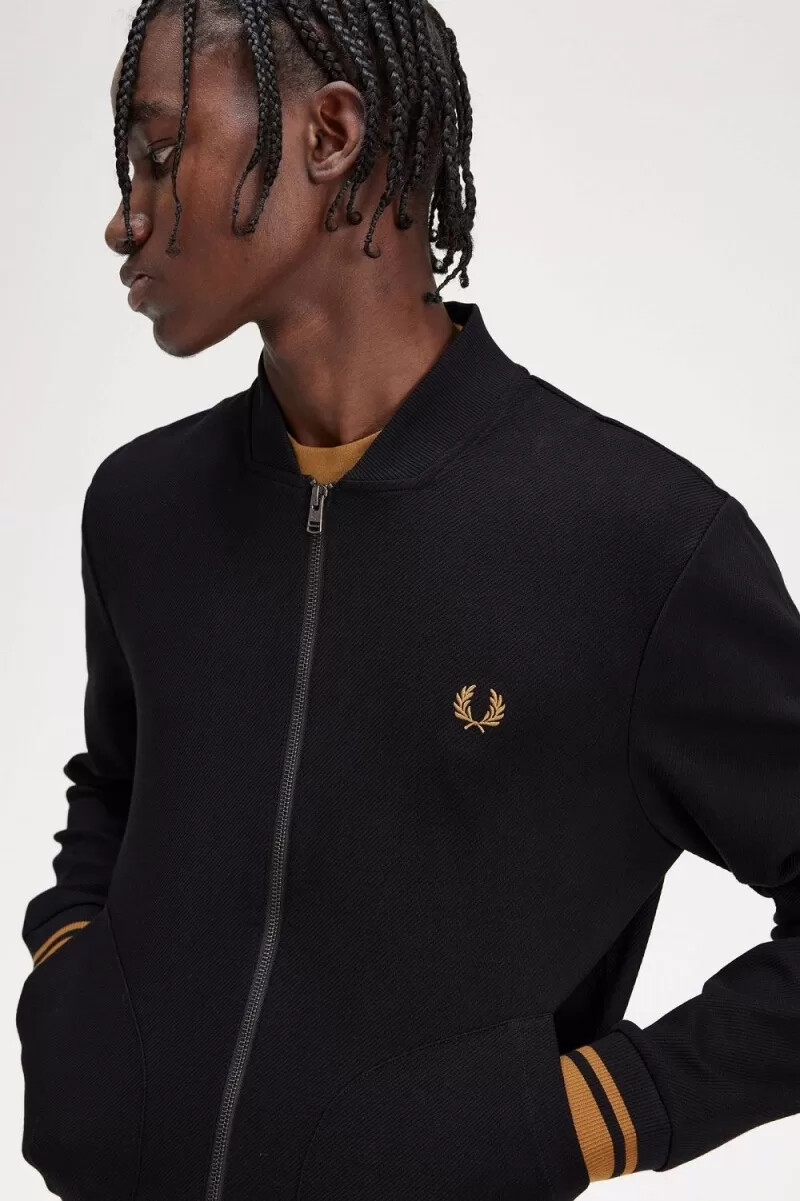 fred perry herren-trainingsjacke mit ziernähten schwarz