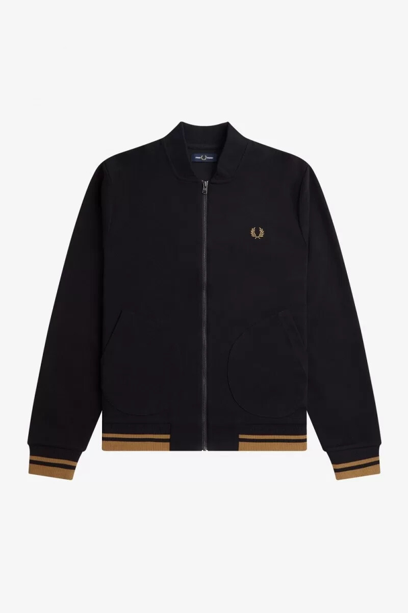 fred perry herren-trainingsjacke mit ziernähten schwarz