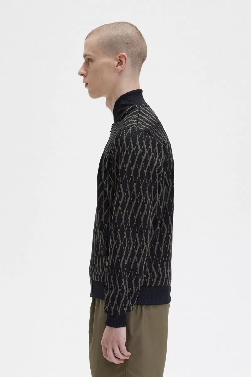 fred perry argyle herren-trainingsjacken schwarz