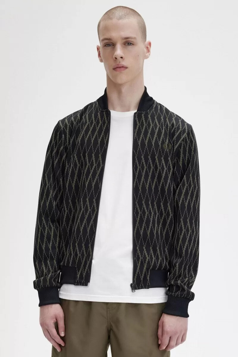 fred perry argyle herren-trainingsjacken schwarz