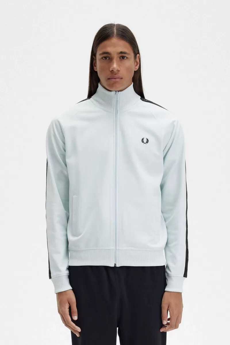 fred perry herren-trainingsjacke mit ton-in-ton-verstärkung hellblauschwarz