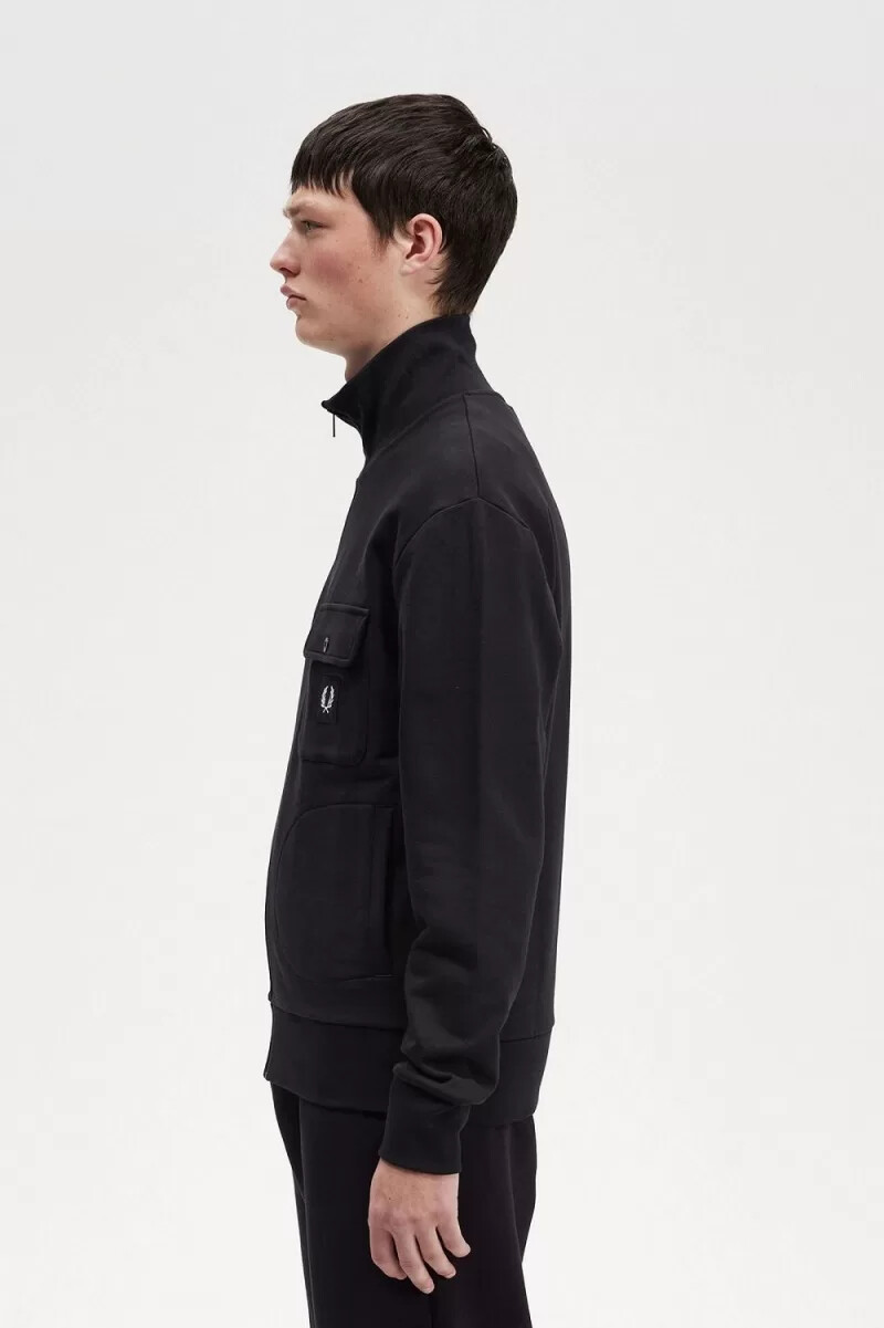 fred perry herren-trainingsjacke mit stehkragen schwarz