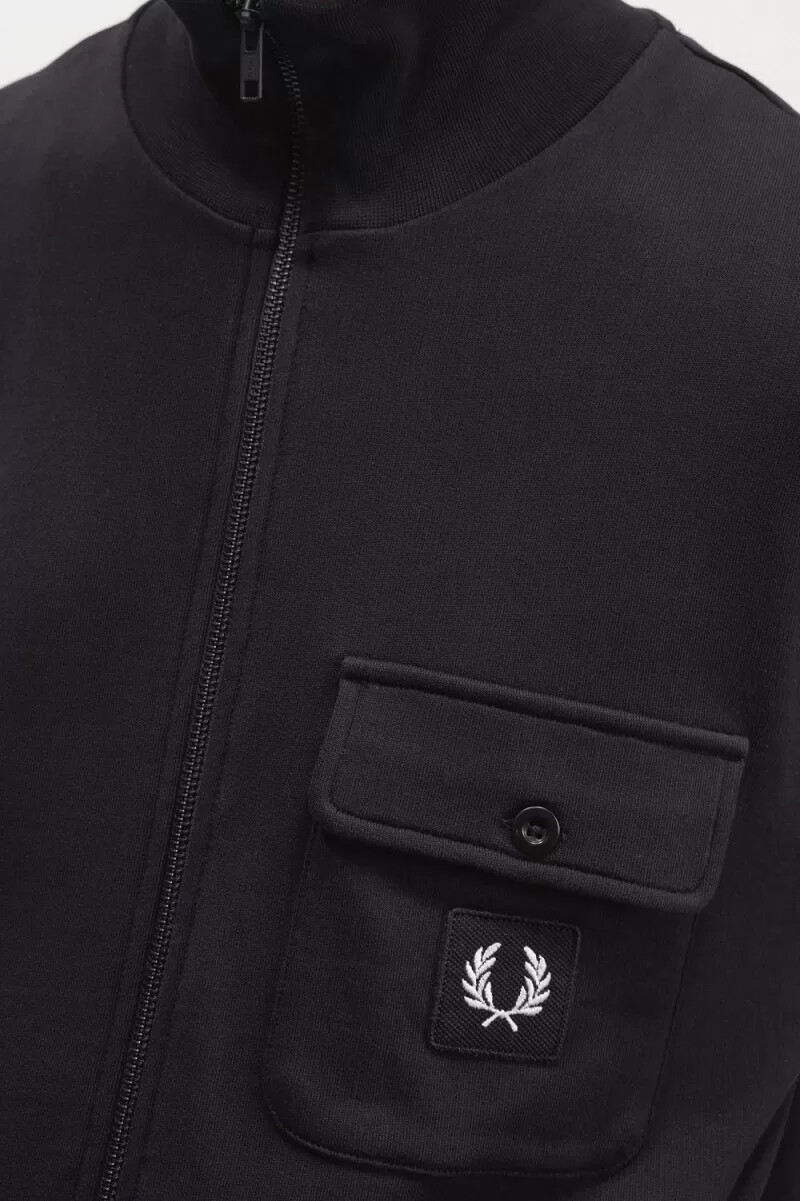 fred perry herren-trainingsjacke mit stehkragen schwarz