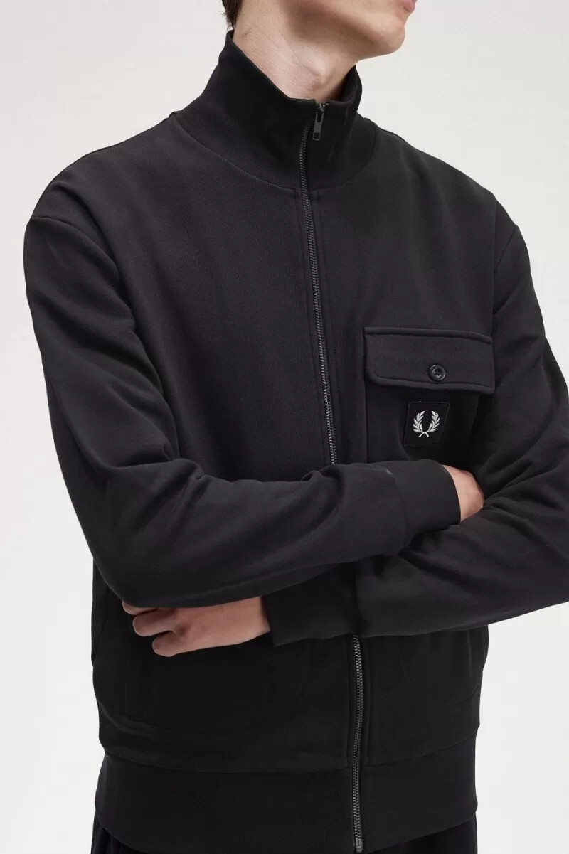 fred perry herren-trainingsjacke mit stehkragen schwarz