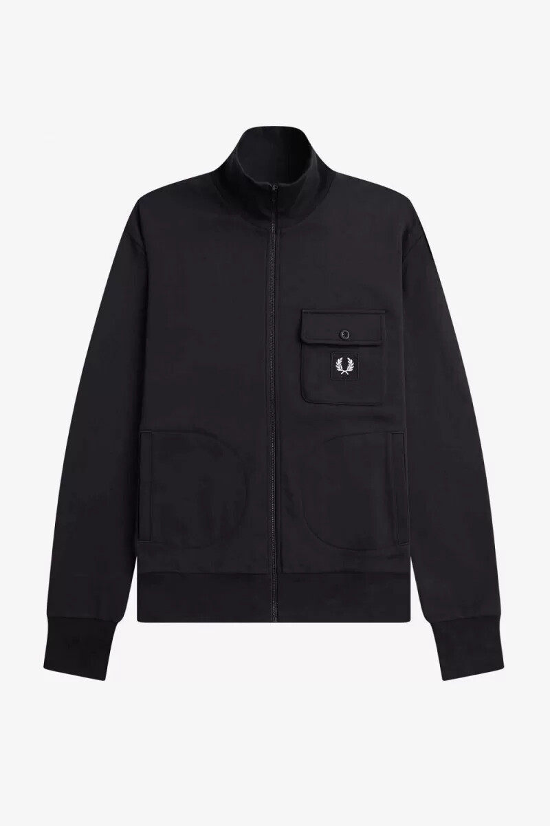 fred perry herren-trainingsjacke mit stehkragen schwarz
