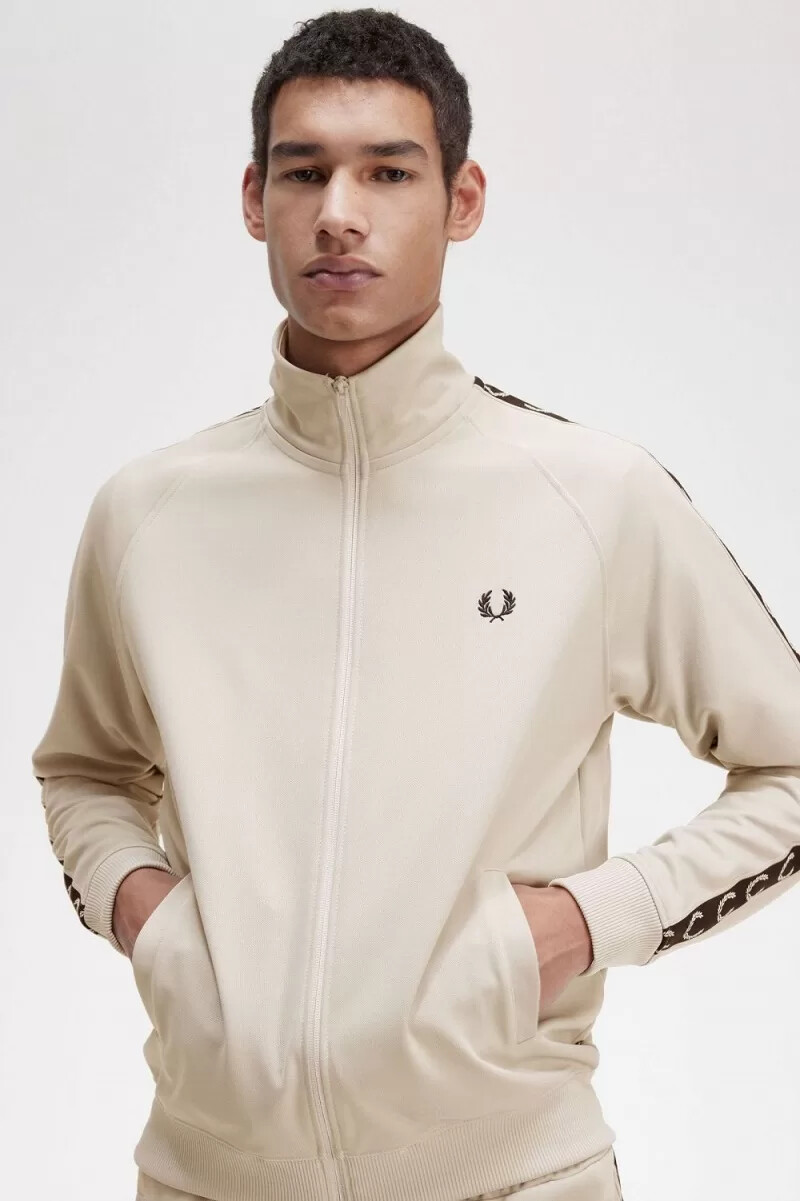 fred perry trainingsjacken für herren mit kontrastband hellmint-schwarz
