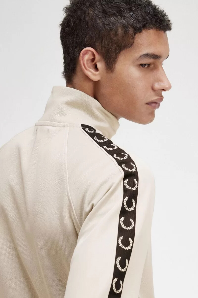 fred perry trainingsjacken für herren mit kontrastband hellmint-schwarz