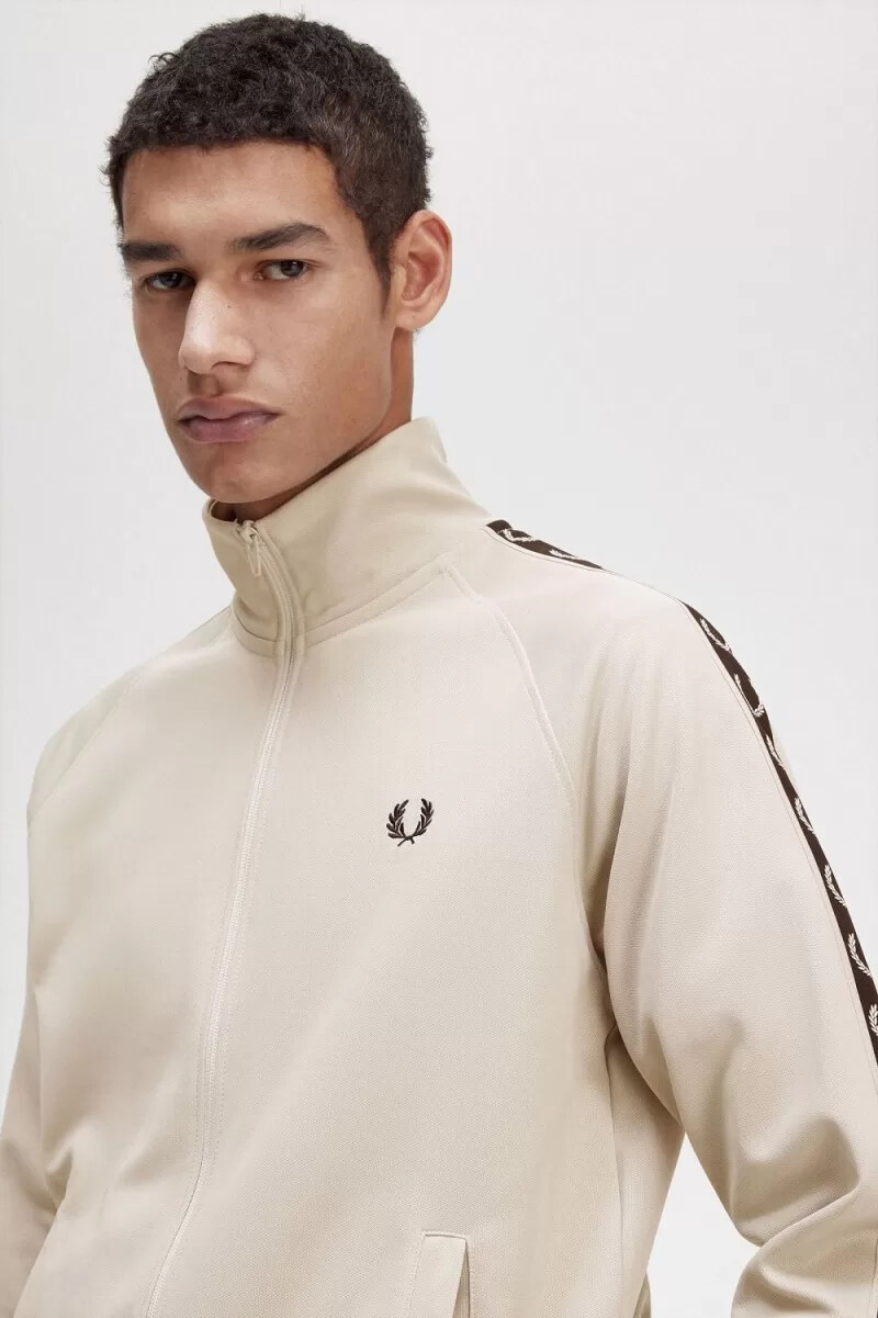 fred perry trainingsjacken für herren mit kontrastband hellmint-schwarz