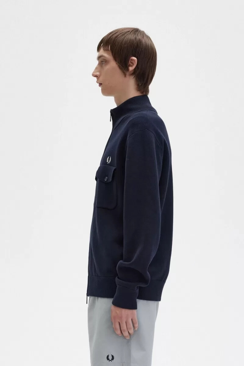 fred perry strick-trainingsjacken für herren marineblau