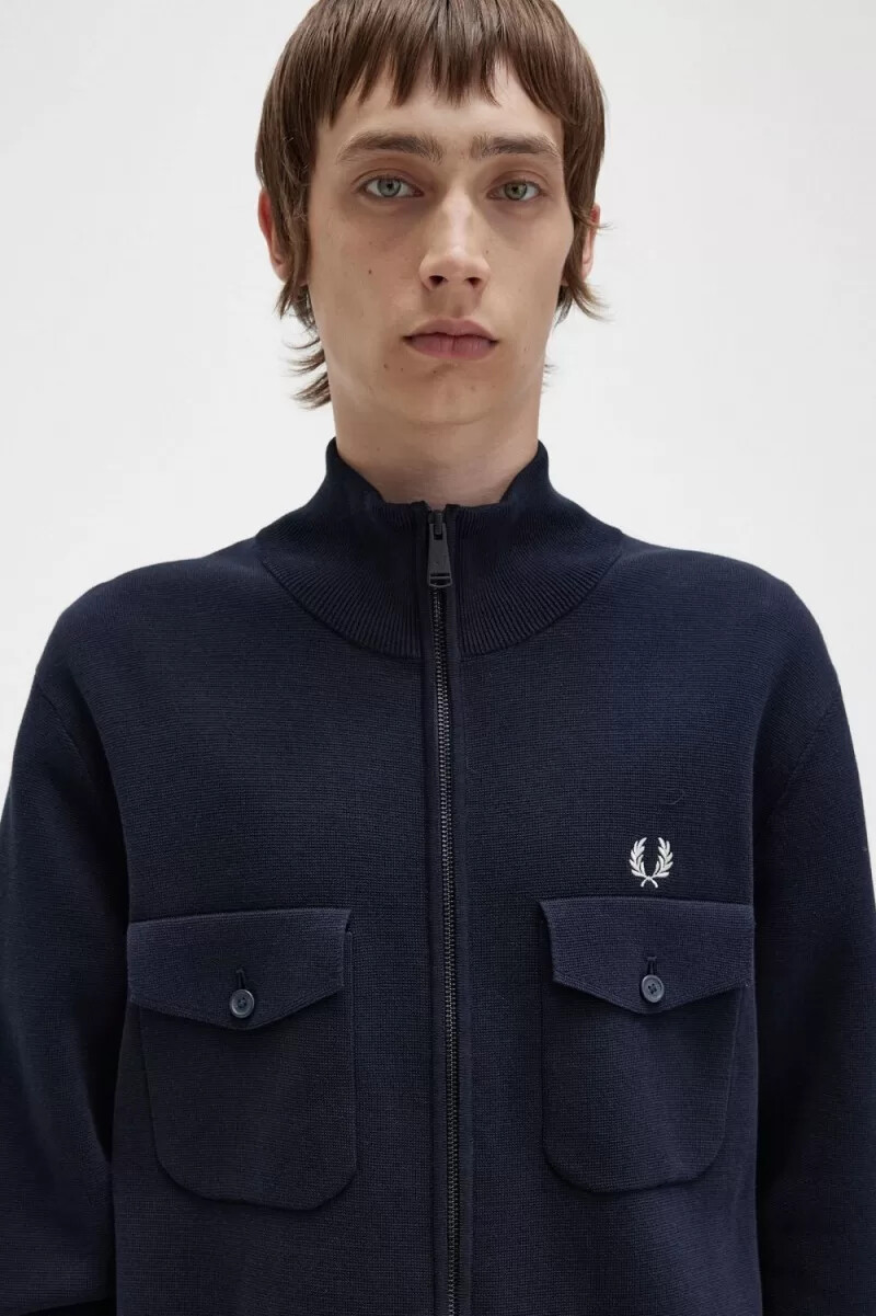 fred perry strick-trainingsjacken für herren marineblau