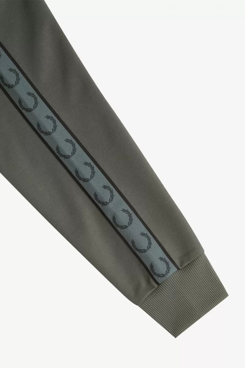 fred perry trainingsjacken für herren mit kontrastband feldgrünschwarz