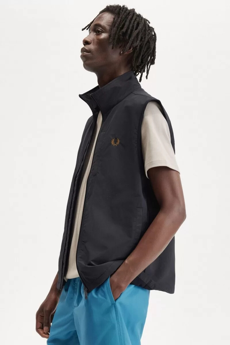 fred perry nylon-herrenweste ankergrau