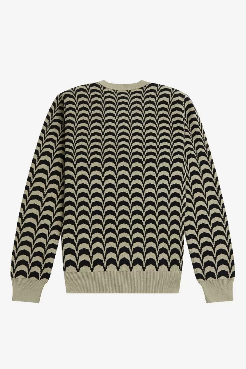 fred perry jacquard herren-cardigan warmgrau