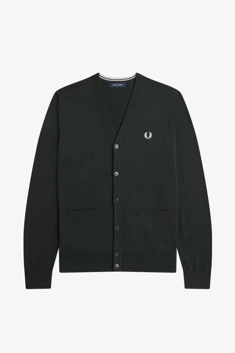 fred perry klassische herren-strickjacke nachtgrün