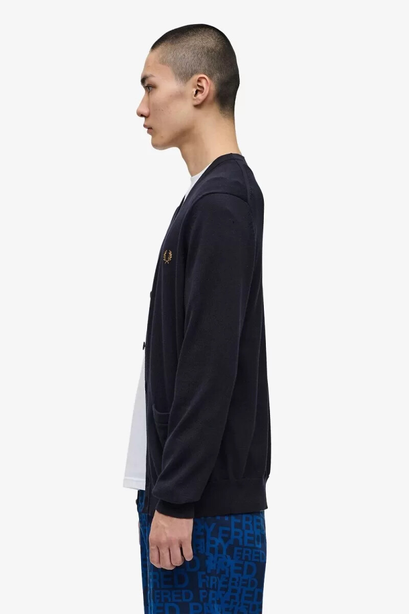fred perry klassische herren-strickjacke marineblau