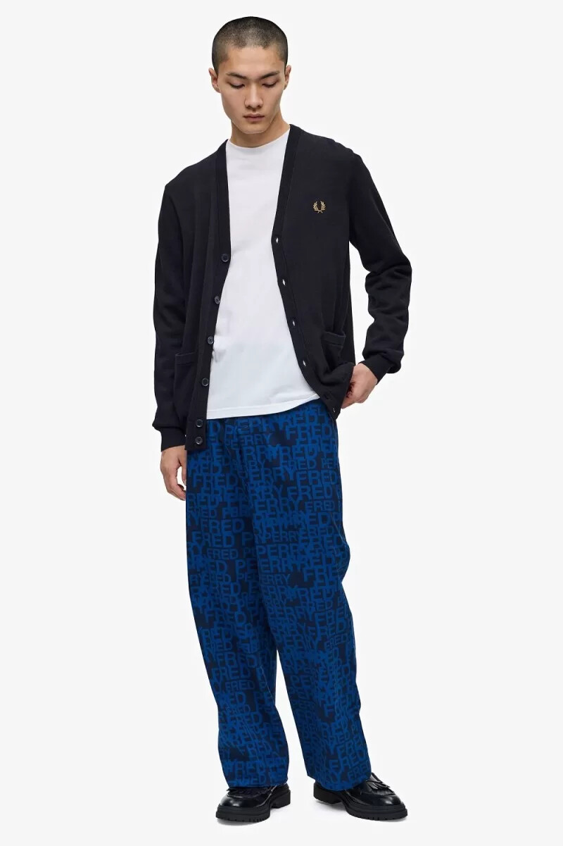 fred perry klassische herren-strickjacke marineblau