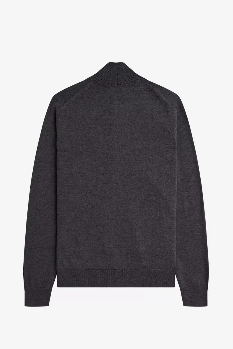fred perry klassische herren-strickjacke mit reißverschluss dunkelgrau meliert