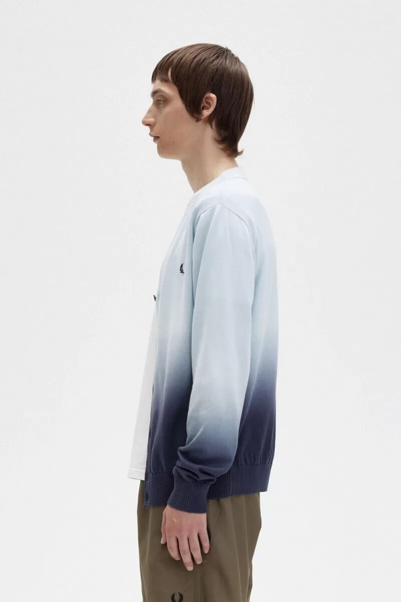 fred perry ombre herren-cardigan hellblau