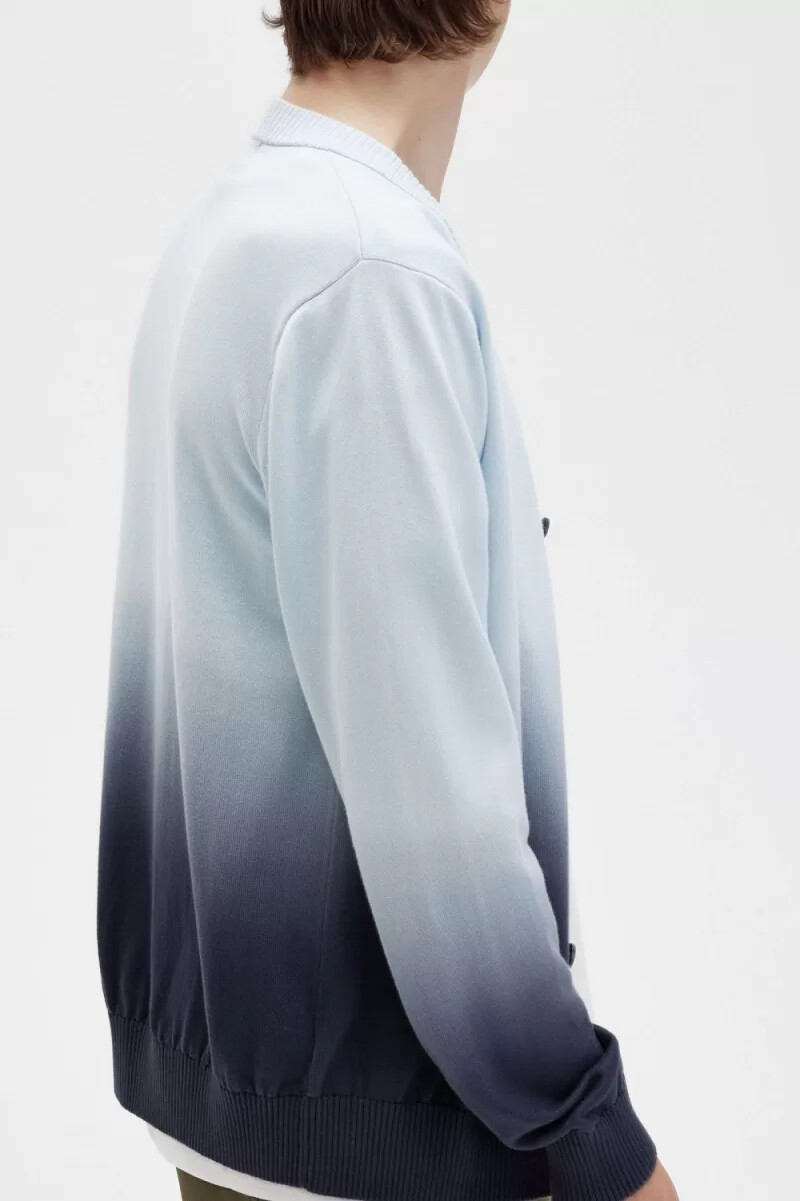 fred perry ombre herren-cardigan hellblau