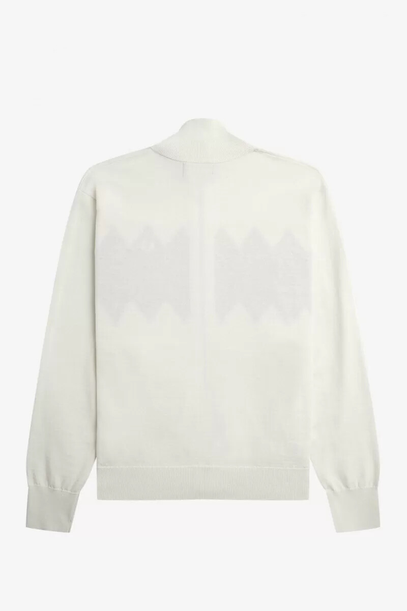 fred perry herren-cardigan mit diamant-intarsienmuster schneeweiß