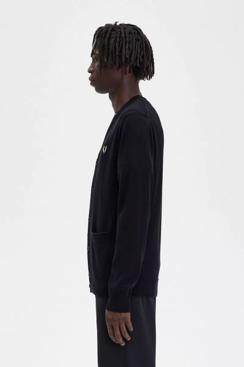 fred perry klassische herren-strickjacke schwarz