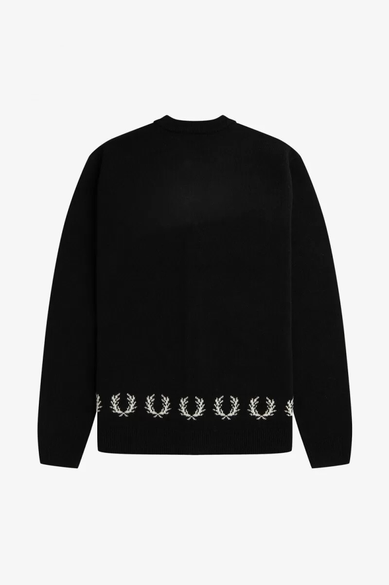 fred perry herren-cardigan mit lorbeerkranz-verzierung schwarz
