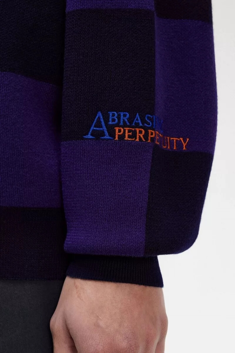fred perry herren-cardigan mit schachbrettmuster marineblau