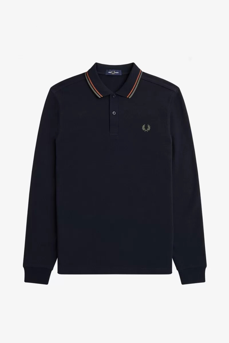 fred perry m3636 herrenhemd marineblau braun feldgrün