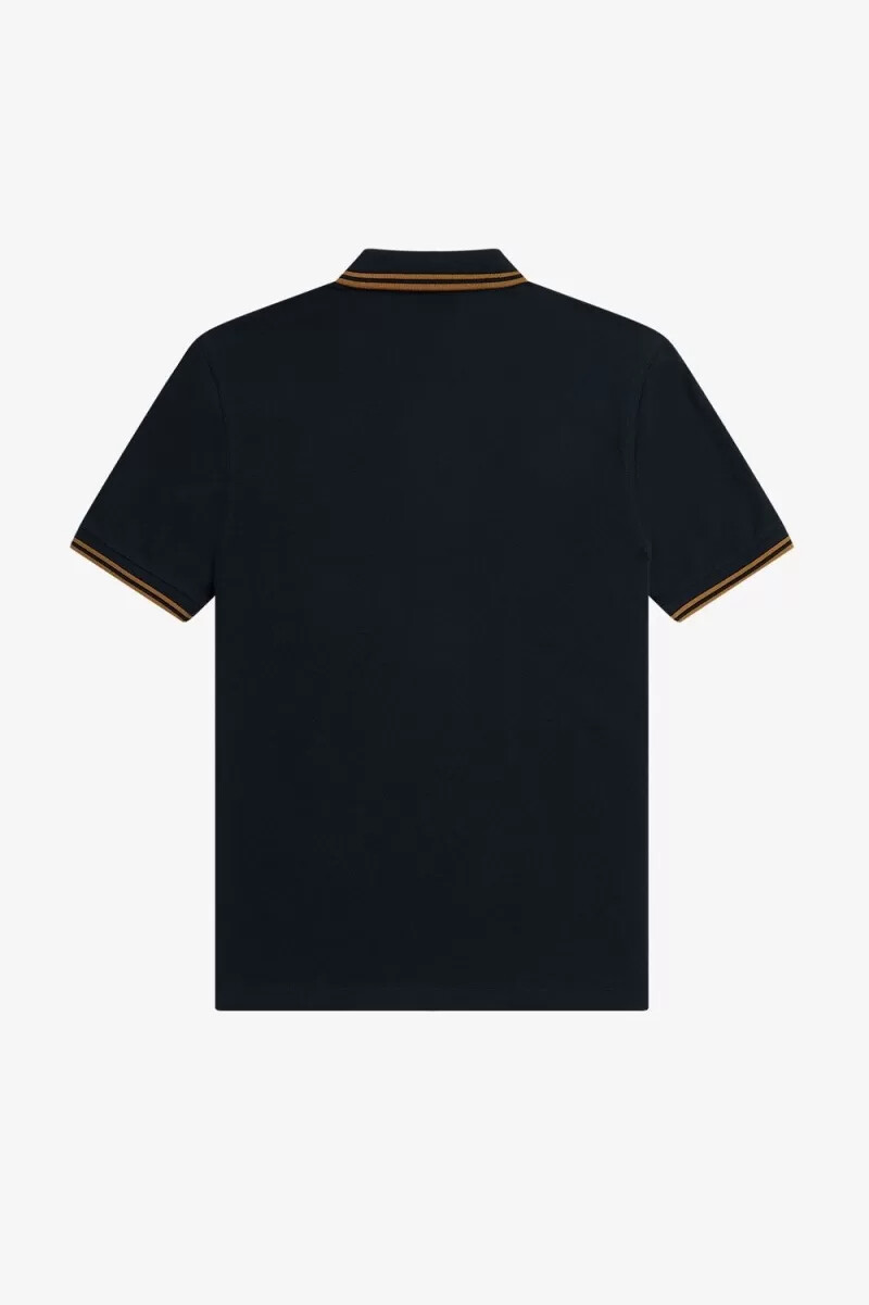 fred perry m3600 herrenhemd marineblau dunkelbraun
