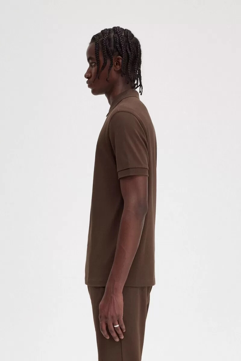 fred perry m6000 herrenhemd farbe burnt tobacco black