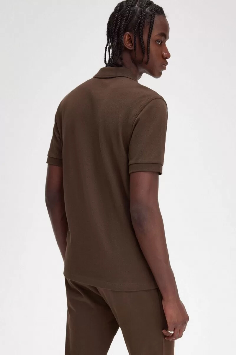 fred perry m6000 herrenhemd farbe burnt tobacco black