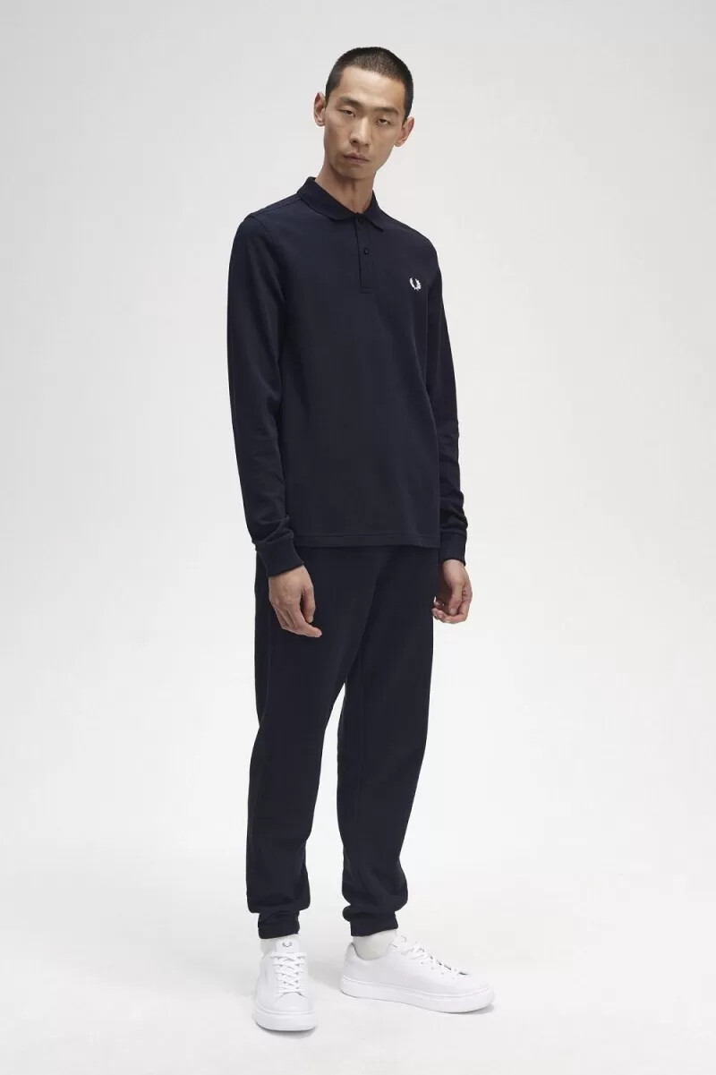 fred perry m6006 herrenhemd marineblau weiß