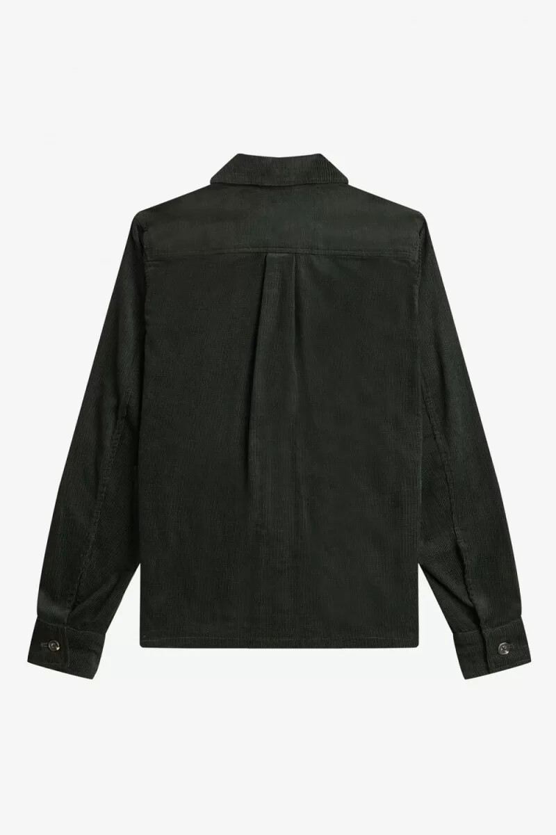 fred perry herrenhemd mit waffelcord-muster nachtgrün