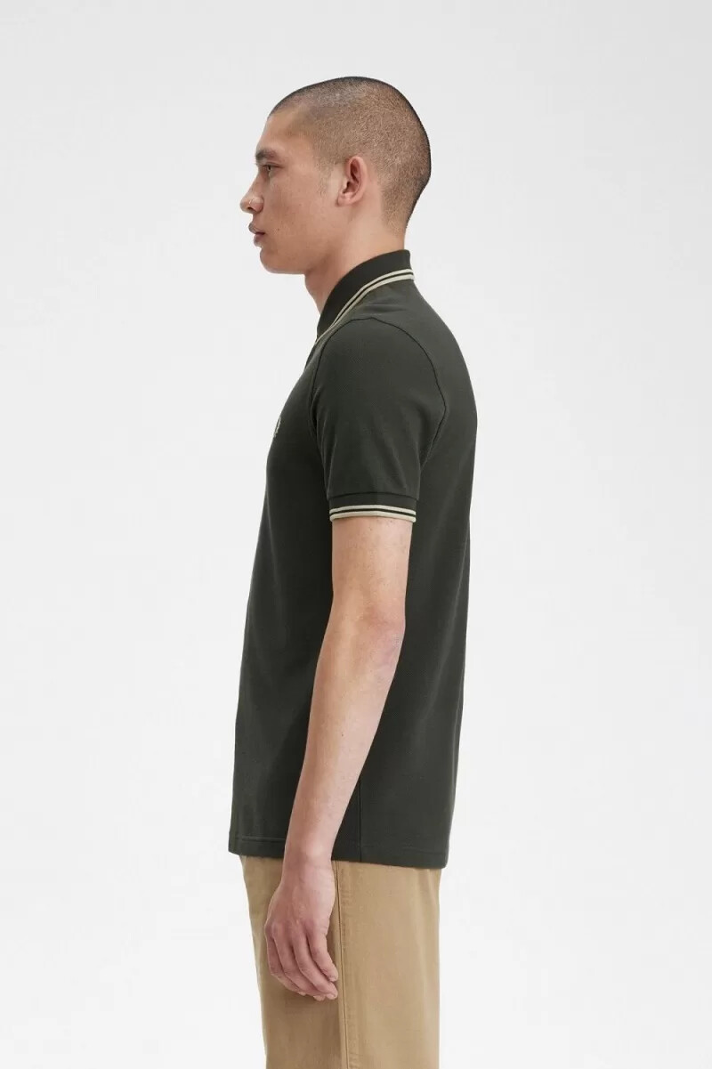 fred perry m3600 herrenhemd feldgrün haferflocken
