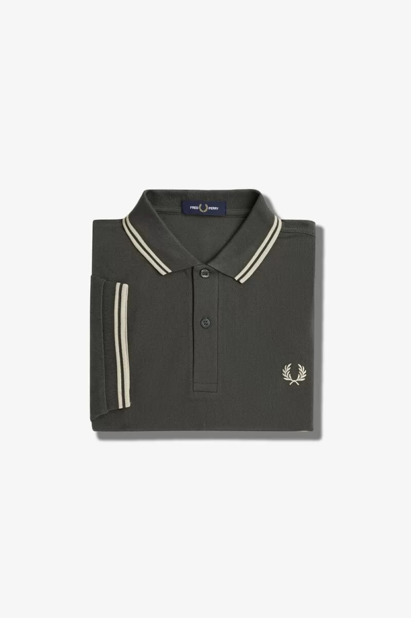 fred perry m3600 herrenhemd feldgrün haferflocken