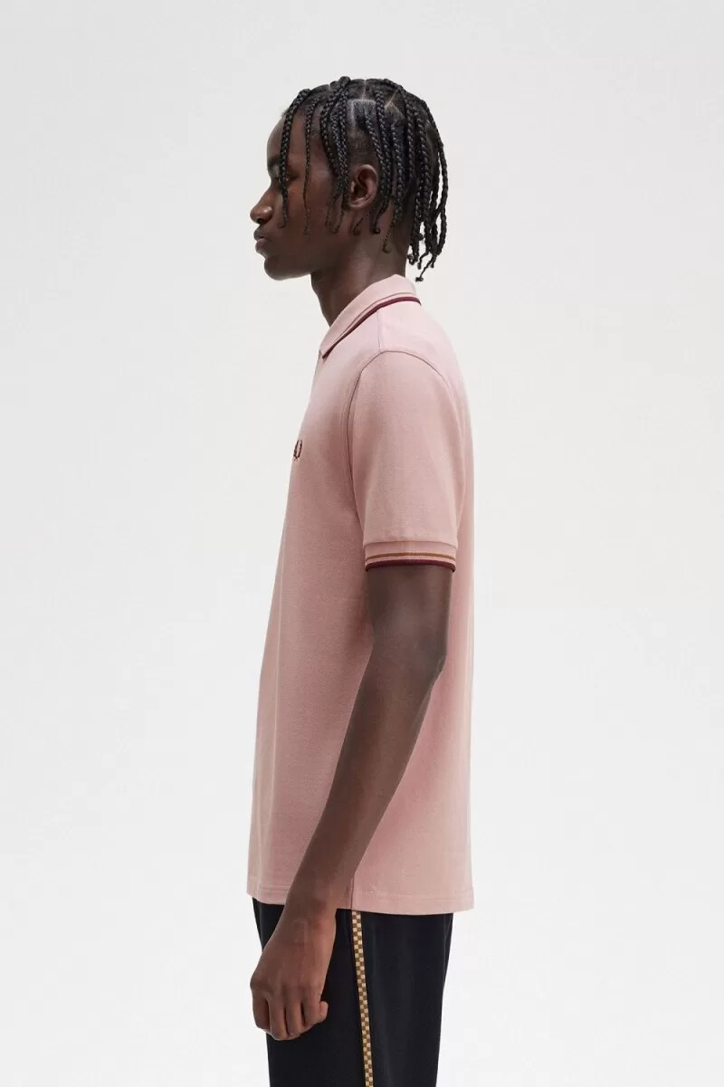 fred perry m3600 herrenhemd altrosa rosa braun oxblood