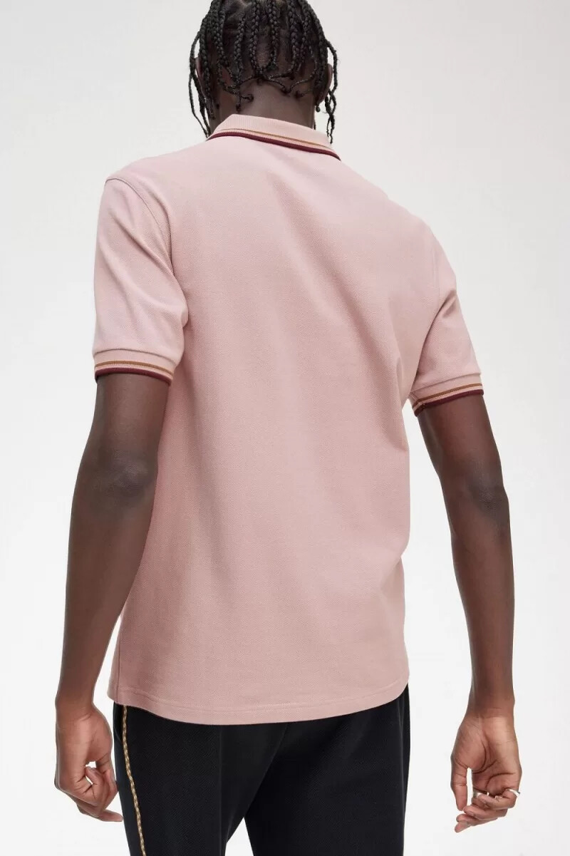 fred perry m3600 herrenhemd altrosa rosa braun oxblood