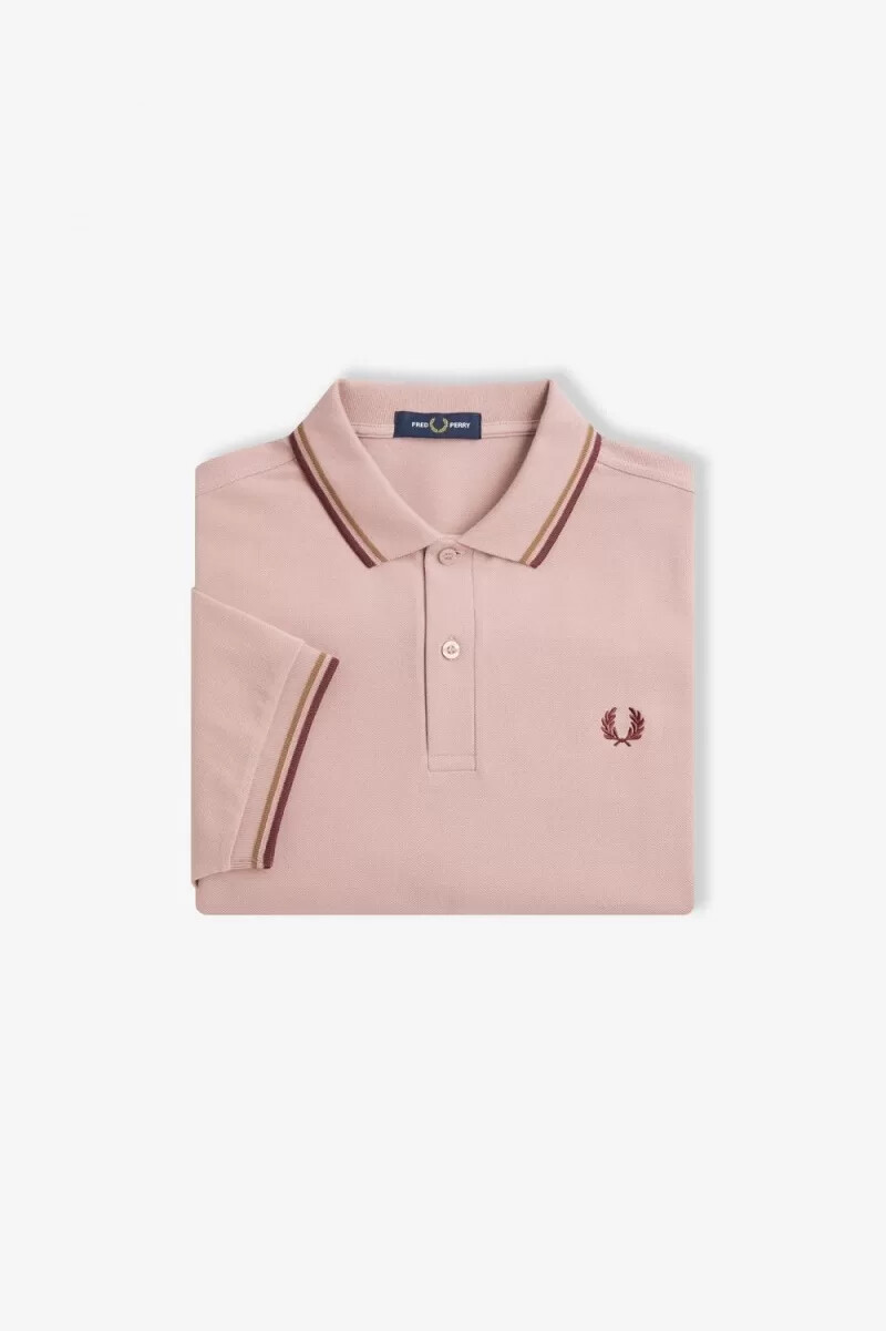 fred perry m3600 herrenhemd altrosa rosa braun oxblood