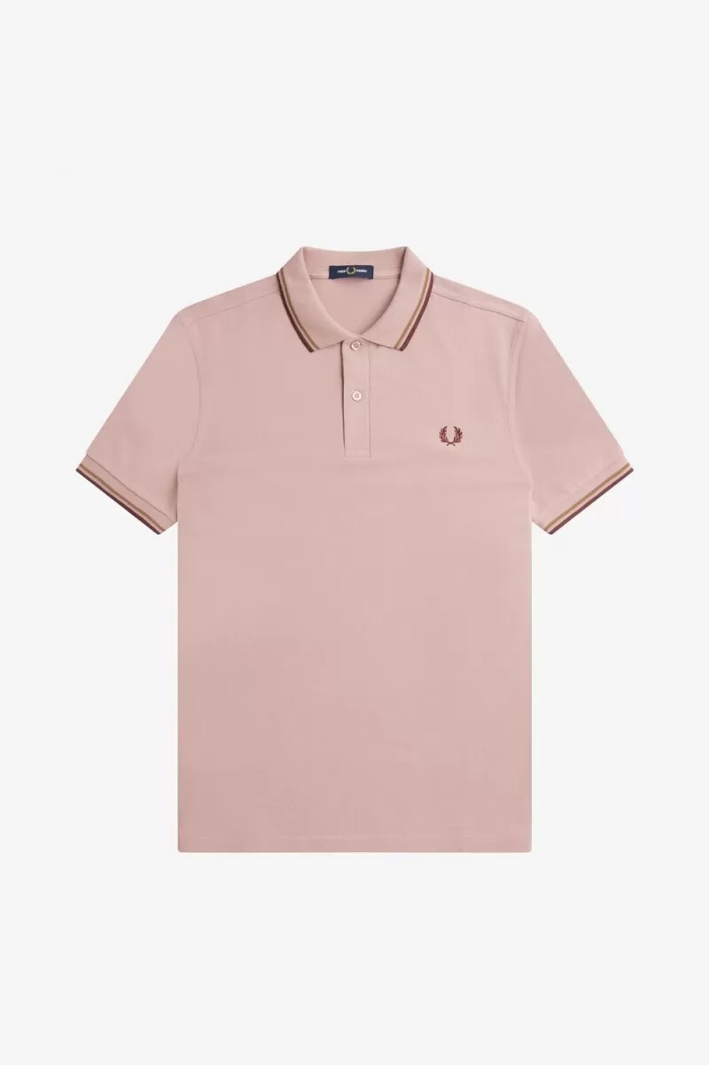 fred perry m3600 herrenhemd altrosa rosa braun oxblood