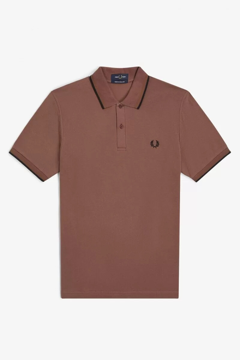 fred perry m12 herrenhemd whiskybraun dunkelbraun schwarz