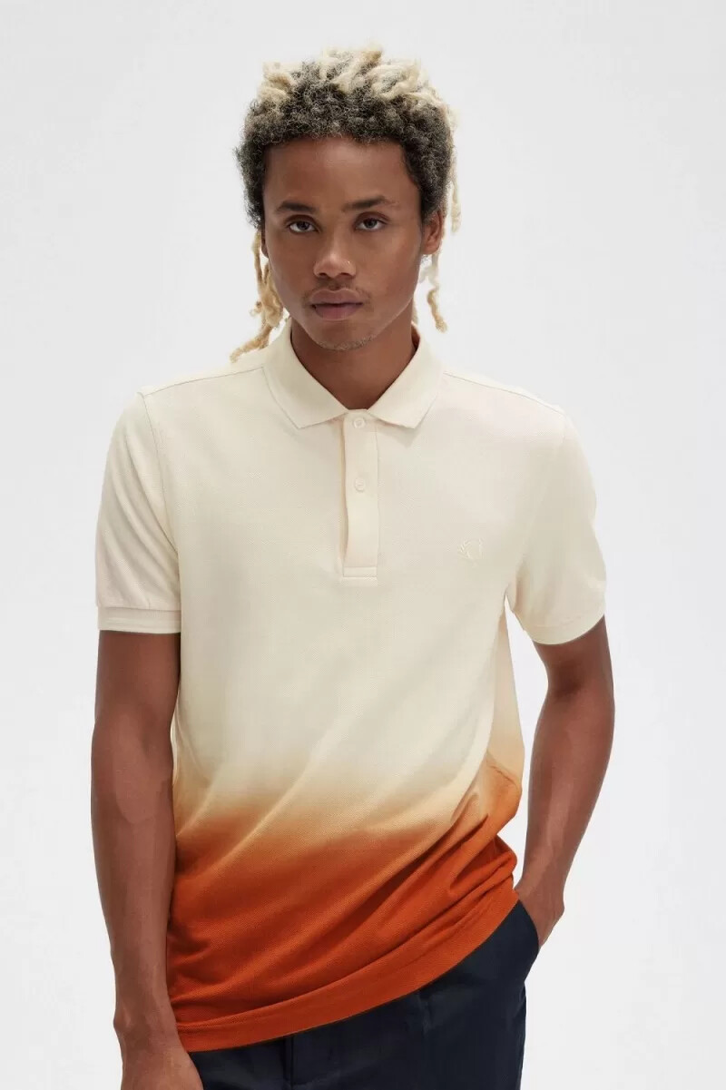 fred perry ombre herrenhemd seidig-pfirsichfarben