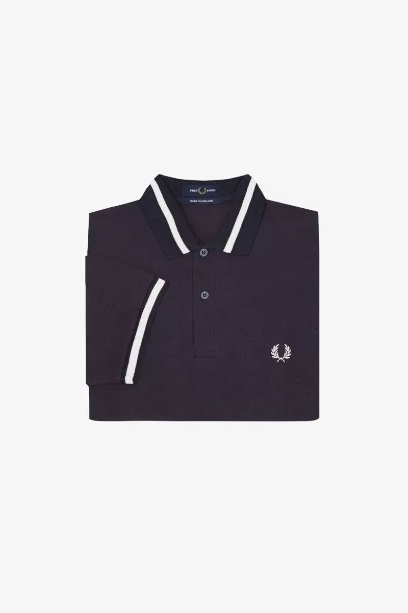 fred perry m2 herrenhemd marineblau schneeweiß